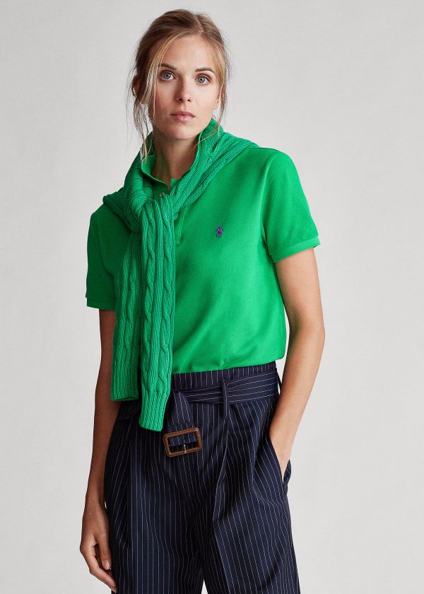 Camisa Polo Polo Ralph Lauren Mujer Verdes - Classic Fit Mesh - XBZMP9426